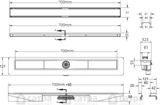 Душевой лоток Berges Wasserhaus B1 Keramik 090018 70 Матовый хром